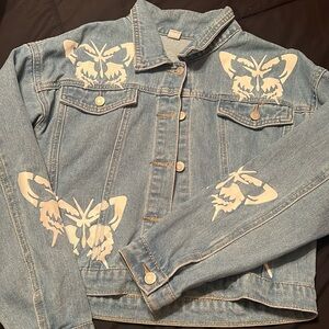Stylish Butterfly Jean Jacket for Girls 11-12